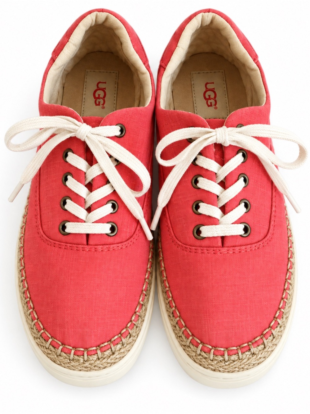 📋 UGG Women’s Eyan 11 Coral Canvas Espadrille Lace Up Sneakers Size 8.5